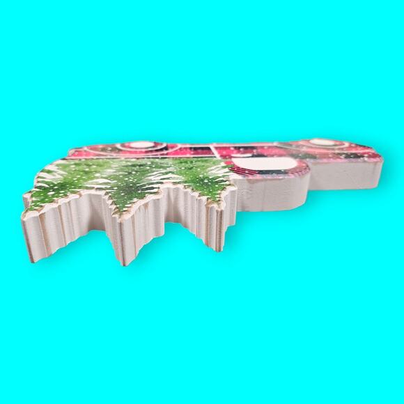 Quill to Paper by Sixtrees Wooden Box Sign Red Truck With Christmas Trees Bed - Picture 6 of 8